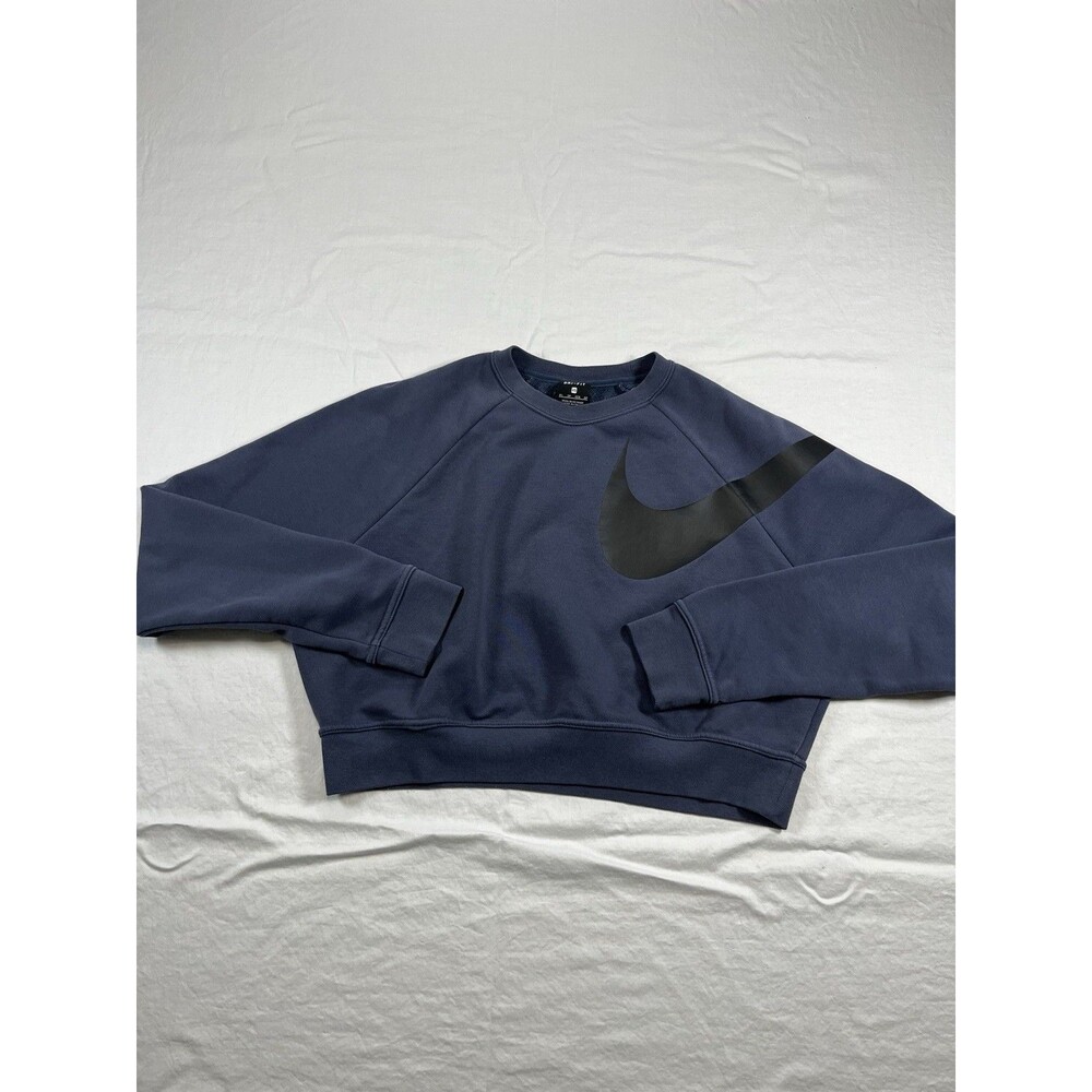 Nike Dry Versa Women's Cropped Sweatshirt XS Blue Black Large Swoosh 862754-471